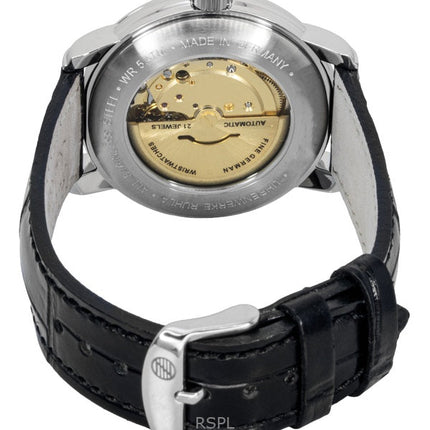 Zeppelin Friedrichshafen musta nahkaranneke, hopeinen kellotaulu, automaattinen 85624 miesten kello