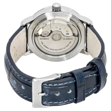 Zeppelin Friedrichshafen nahkaranneke, avosydän, hopeinen kellotaulu, automaattinen 85671, miesten kello