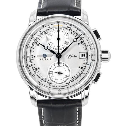 Zeppelin 100 Jahre Chronograph nahkahihna hopea kellotaulu Quartz 86701 miesten kello
