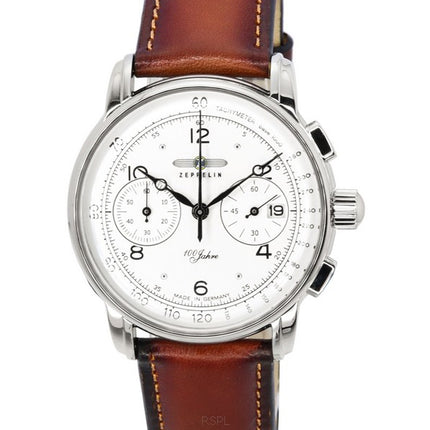 Zeppelin 100 Jahre Chronograph nahkahihna valkoinen kellotaulu kvartsi 86761 miesten kello