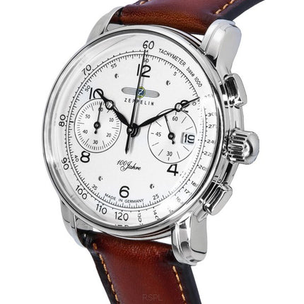 Zeppelin 100 Jahre Chronograph nahkahihna valkoinen kellotaulu kvartsi 86761 miesten kello