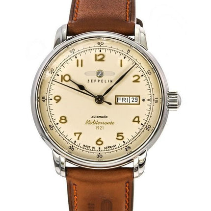 Zeppelin Mediterranee 1921 nahkaranneke beige kellotaulu 96645 miesten kello
