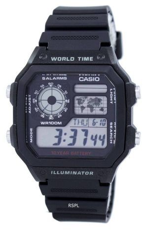 Casio nuorten valaisin maailmassa aika hälytys AE-1200WH-1AV AE1200WH-1AV Miesten Watch