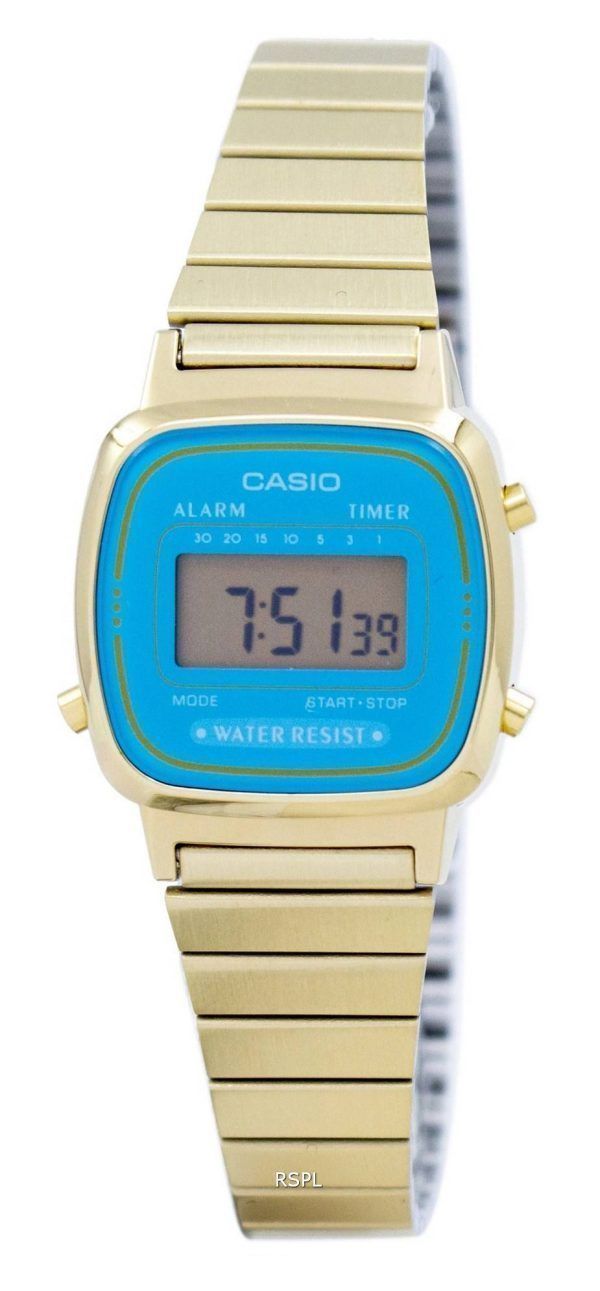 Casio Digital ruostumattomasta teräksestä herätyskello ajastin LA670WGA 2DF LA670WGA-2 naisten kello