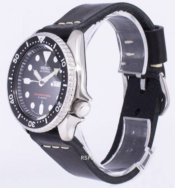 Seiko automaattinen SKX007J1 LS14 Diver 200M Japaniin teki musta nahka hihna Miesten Watch