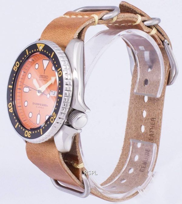 Seiko automaattinen SKX011J1 LS18 Diver 200M Japaniin teki ruskea nahka hihna Miesten Watch