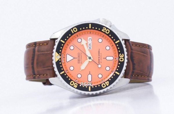 Seiko automaattinen Diver suhde ruskea nahka SKX011J1 LS7 200M Miesten Watch