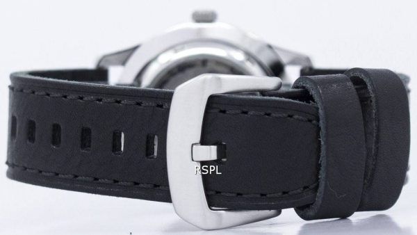 Seiko 5 urheilu sotilaallisen automaattinen Japanissa valmistettu suhde musta nahka SNZG07J1 LS8 Miesten Watch