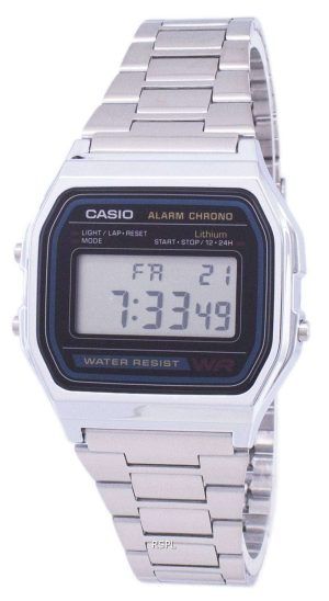 Casio-digitaalinen ruostumattoman teräksen päivittäinen hälytys A158WA-1DF A158WA-1 miesten kello