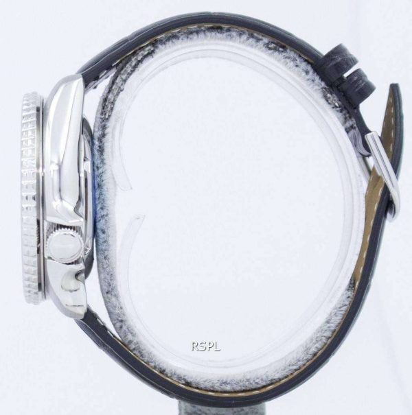 Seiko automaattinen Diver 200M suhde musta nahka SKX009K1-LS6 Miesten Watch