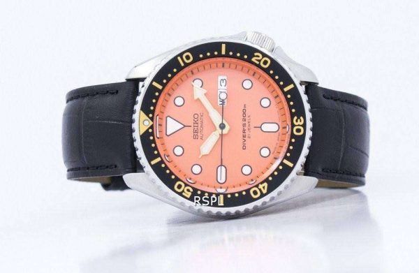 Seiko automaattinen Diver suhde musta nahka SKX011J1-LS6 200M Miesten Watch