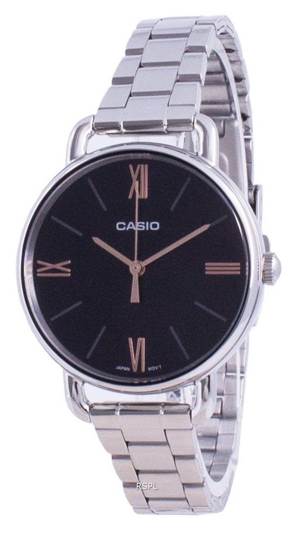 Casio musta soittaa ruostumatonta terästä kvartsi LTP-E414D-1A LTPE414D-1A naisten kello