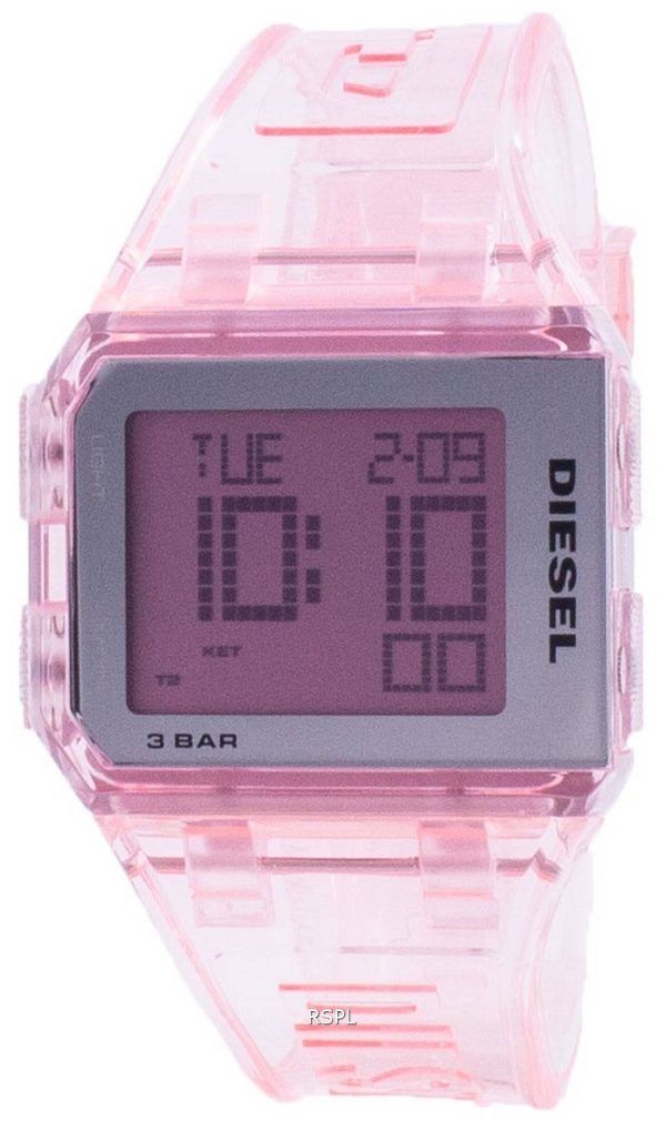 Diesel pilkottu vuosituhannen vaaleanpunainen läpinäkyvä kvartsi DZ1920 unisex-kello