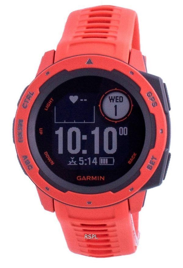 Garmin Instict Flame Red Outdoor-Fitness-GPS mit rotem Band 010-02064-02 Multisport-Uhr