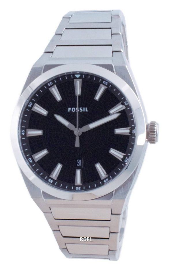 Fossil Everett musta kellotaulu ruostumattomasta teräksestä valmistettu kvartsi FS5821 miesten kello