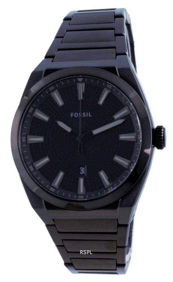 Fossil Everett musta kellotaulu ruostumattomasta teräksestä valmistettu kvartsi FS5824 miesten kello