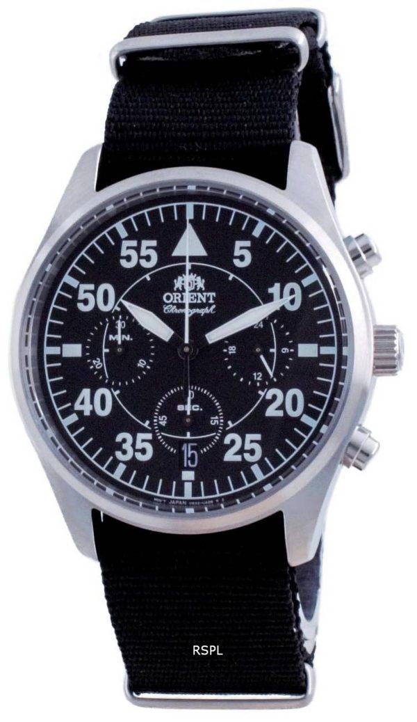 Orient Sports Flight Style Chronograph musta soittaa kvartsi RA-KV0502B10B miesten kello