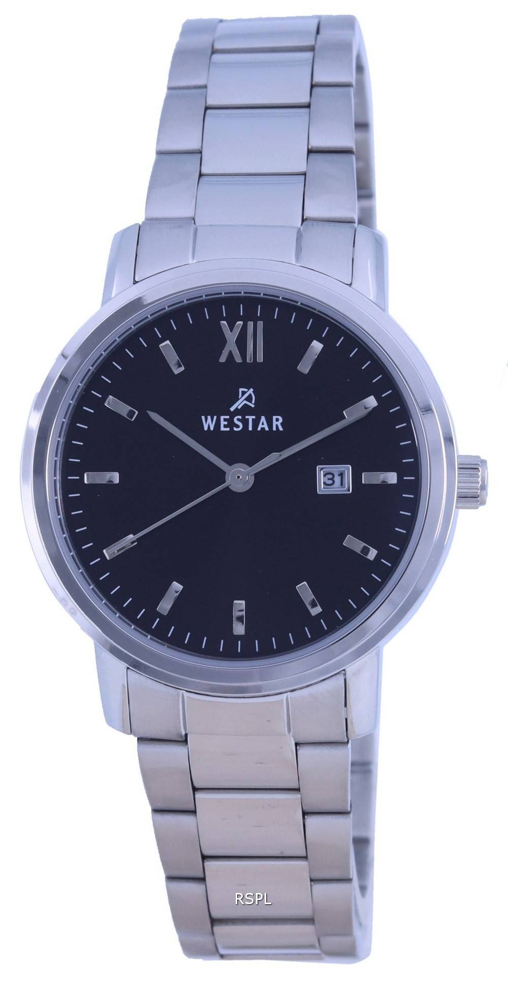 Westar musta kellotaulu ruostumattomasta terÃ¤ksestÃ¤ valmistettu kvartsi 50243 STN 103 naisten kello