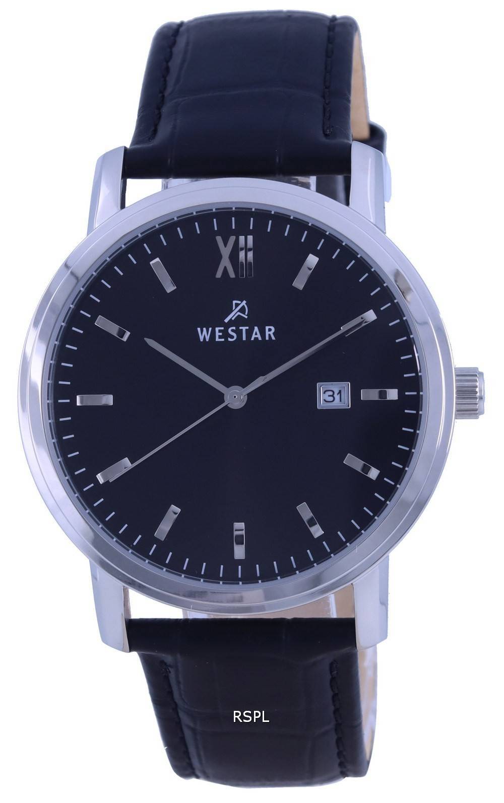 Westar musta kellotaulu ruostumattomasta terÃ¤ksestÃ¤ valmistettu kvartsi 50245 STN 103 miesten kello