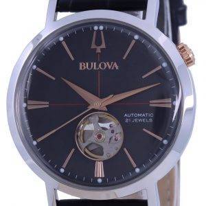Bulova Classic Sutton Skeleton valkoinen kellotaulu nahkahihna, automaattinen 97A138 miesten kello