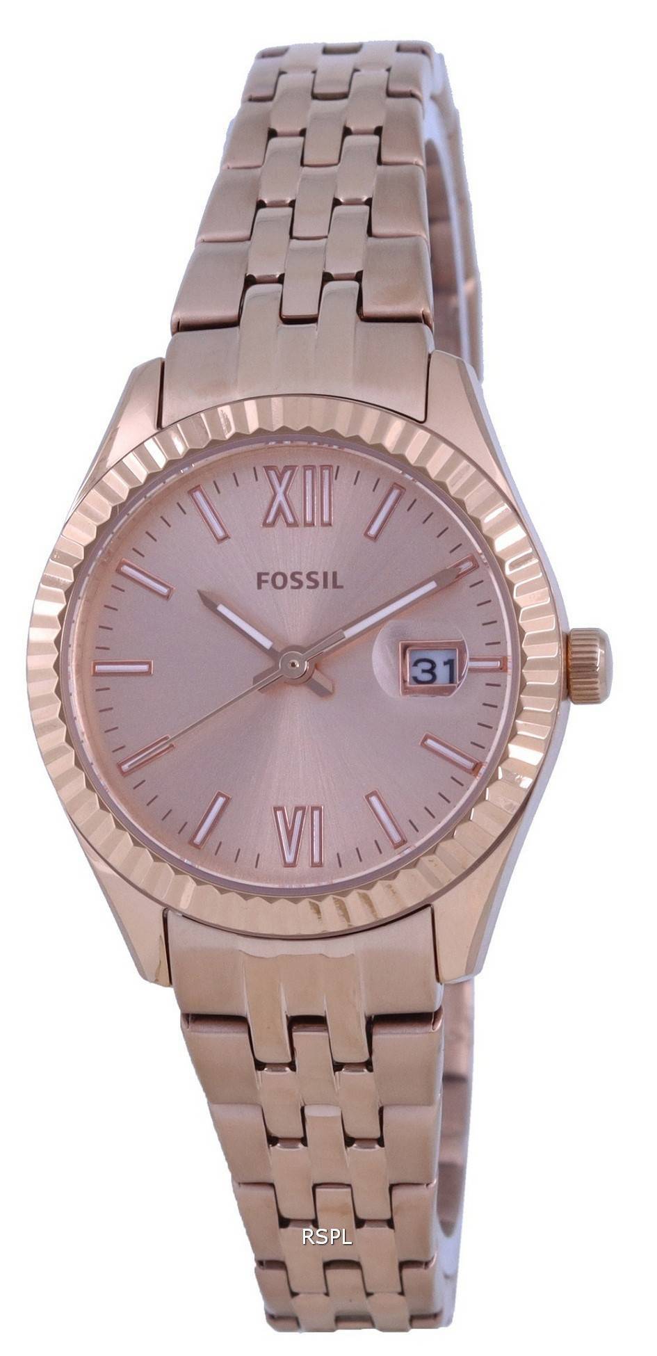 Fossil Gabby Crystal aksentti ruusukultainen sÃ¤vy ruostumatonta terÃ¤stÃ¤ kvartsi ES5070 naisten kello