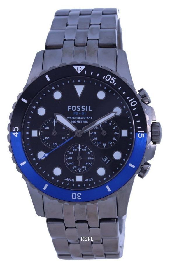 Fossil Minimalistinen sininen kellotaulu nahkaranneke Solar FS5839 miesten kello