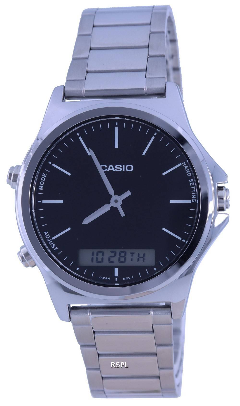 Casio analoginen digitaalinen musta kellotaulu nahkaranneke MTP-VC01D-8E MTPVC01D-8 miesten kello