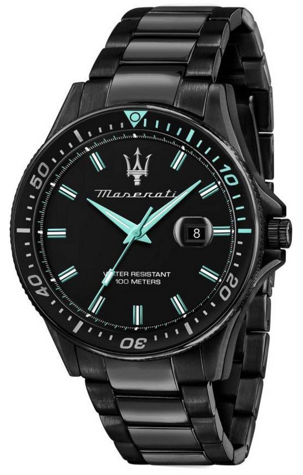 Maserati Aqua Edition musta kellotaulu ruostumattomasta terÃ¤ksestÃ¤ valmistettu kvartsi R8853144002 100M miesten kello