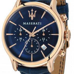 Maserati Epoca Chronograph Sininen kellotaulu nahkaranneke kvartsi R8871618014 100M miesten kello