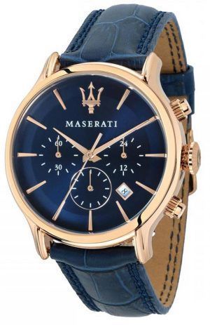 Maserati Epoca Chronograph Sininen kellotaulu nahkaranneke kvartsi R8871618014 100M miesten kello