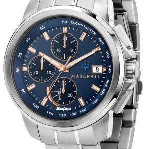Maserati Epoca Chronograph Sininen kellotaulu nahkaranneke kvartsi R8871618013 100M miesten kello