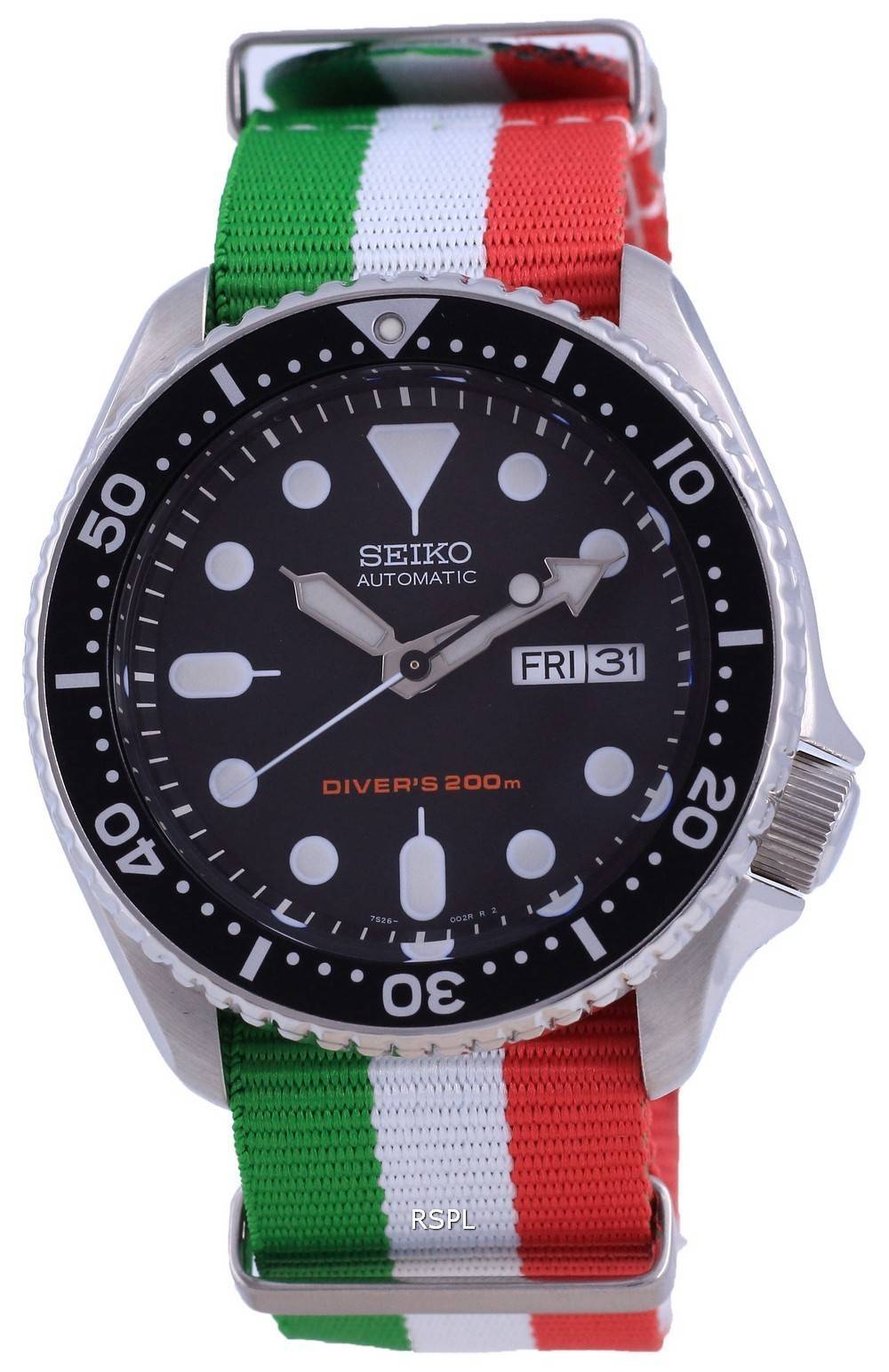 Seiko Automatic Diver&#39,s Polyester Japan Made SKX009J1-var-NATO23 200M miesten kello