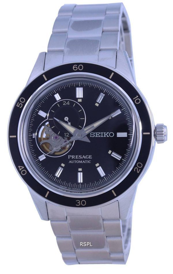 Seiko Presage Style 60-luvun avoin sydÃ¤n, musta kellotaulu automaattinen SSA426 SSA426J1 SSA426J miesten kello