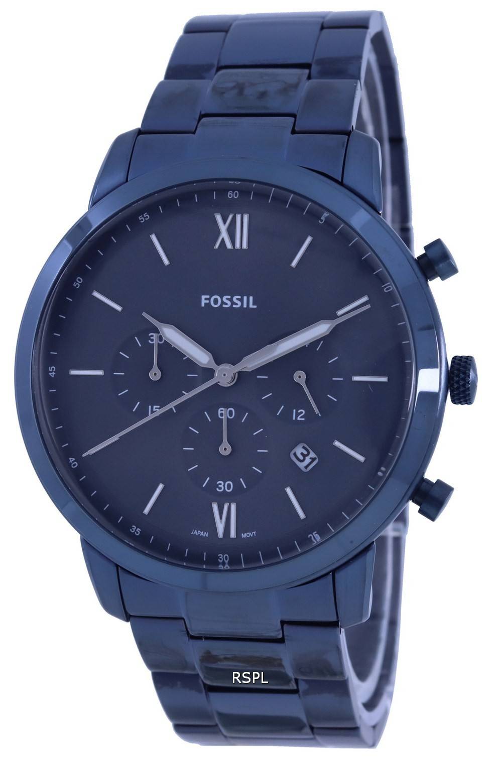 Fossil Neutra Chronograph Sininen kellotaulu ruostumattomasta teräksestä valmistettu kvartsi FS5826 miesten kello