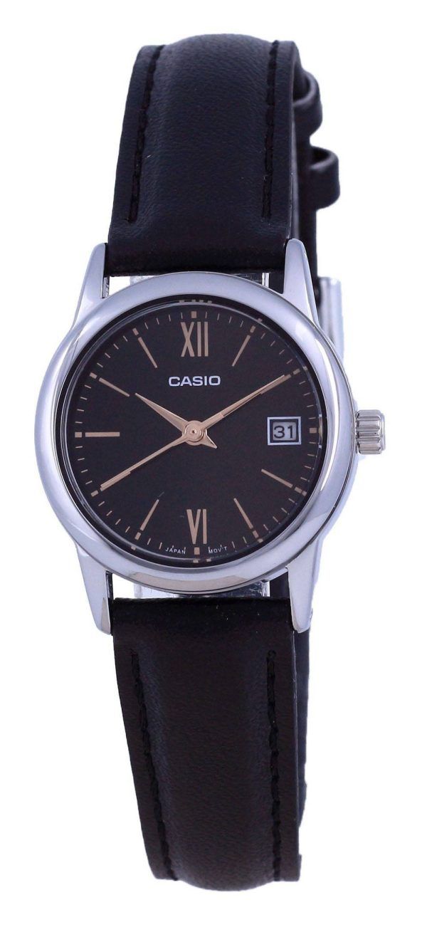 Casio musta kellotaulu ruostumaton teräs analoginen kvartsi LTP-V002L-1B3 LTPV002L-1 naisten kello