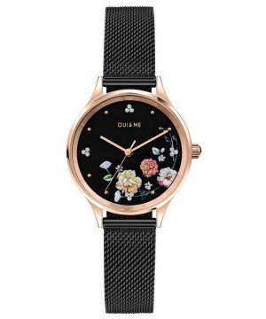 Oui & Me Minette Crystal Accents musta kellotaulu ruostumattomasta teräksestä valmistettu kvartsi ME010182 naisten kello