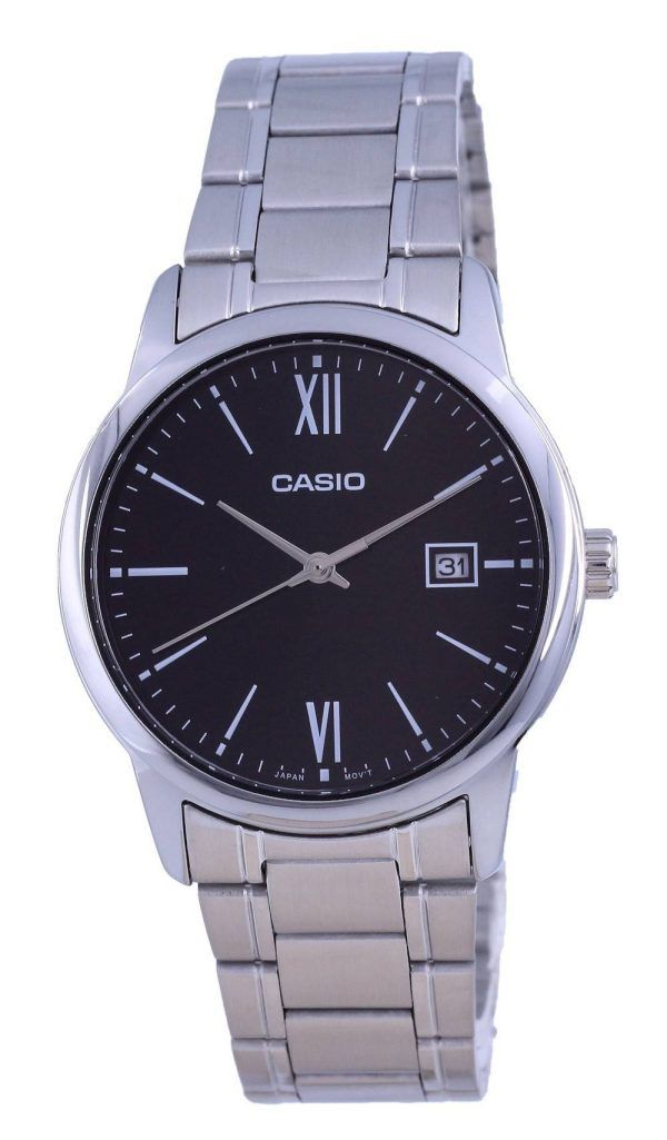 Casio musta kellotaulu ruostumaton teräs analoginen kvartsi MTP-V002D-1B3 MTPV002D-1 miesten kello