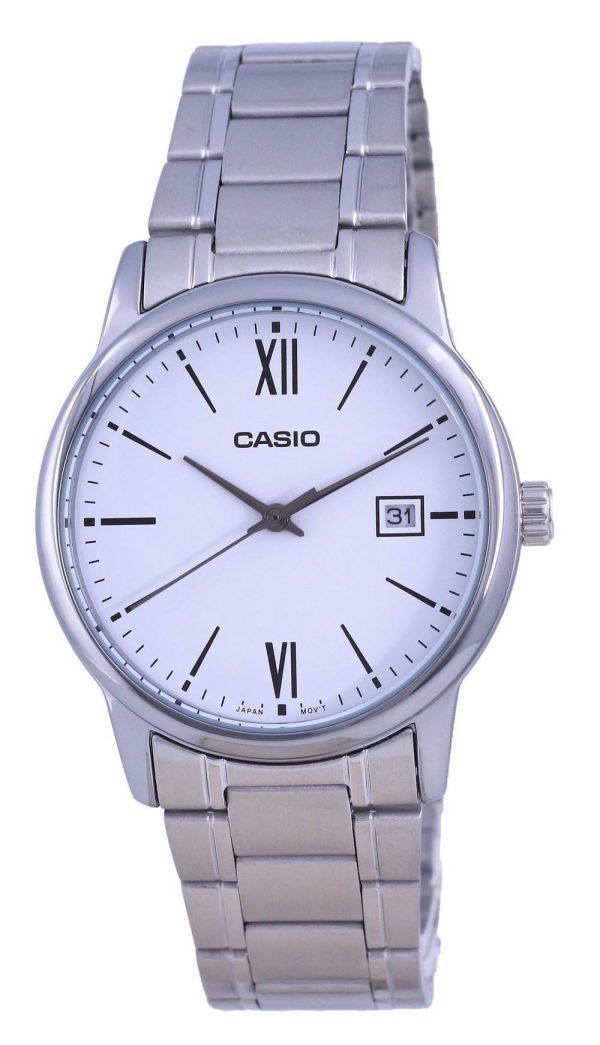Casio White Dial ruostumaton teräs analoginen kvartsi MTP-V002D-7B3 MTPV002D-7 miesten kello