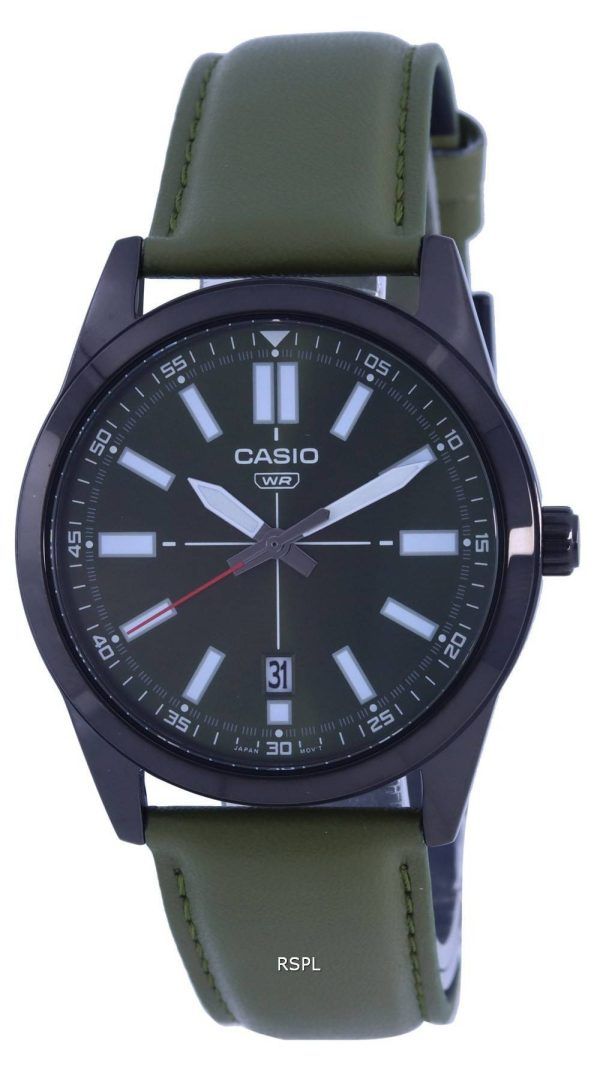 Casio Analoginen musta kellotaulu nahkaranneke kvartsi MTP-VD02BL-3E MTPVD02BL-3 miesten kello