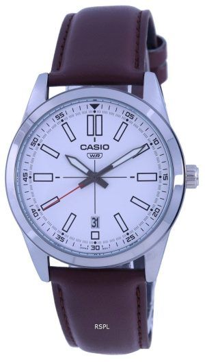 Casio Analoginen valkoinen kellotaulu nahkaranneke kvartsi MTP-VD02L-7E MTPVD02L-7 miesten kello