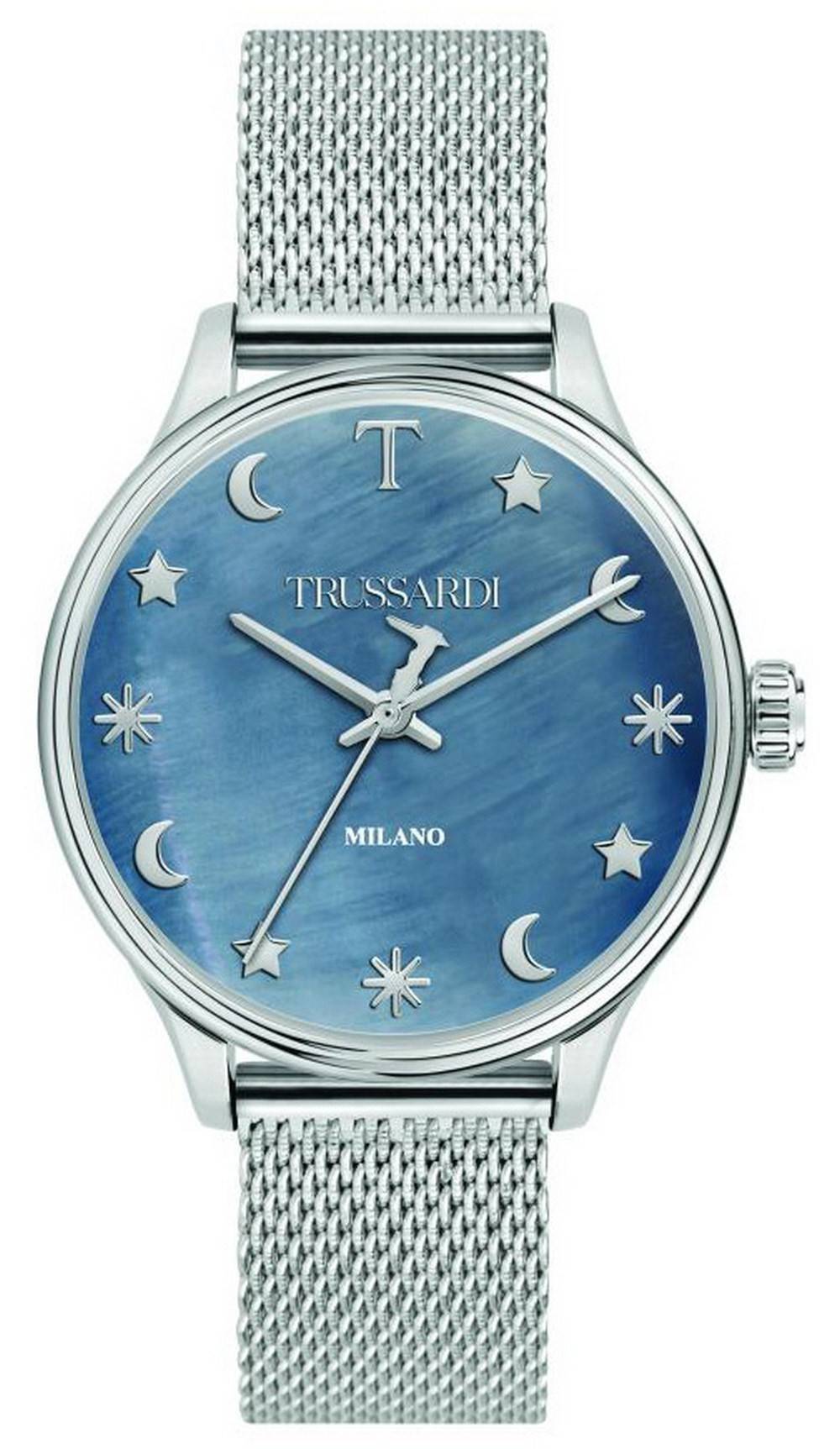 Trussardi T-Complicity sininen kellotaulu ruostumattomasta teräksestä valmistettu kvartsi R2453130504 naisten kello