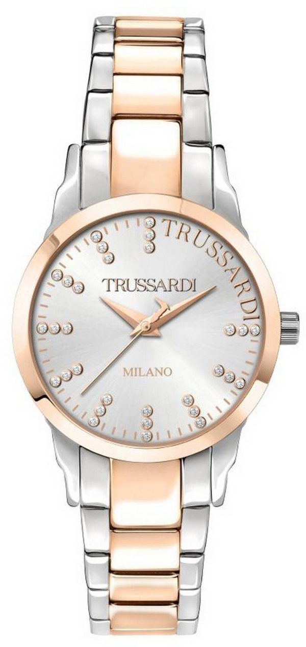 Trussardi T-Bent Crystal Accents kaksisävyinen ruostumattomasta teräksestä valmistettu kvartsi R2453141501 naisten kello