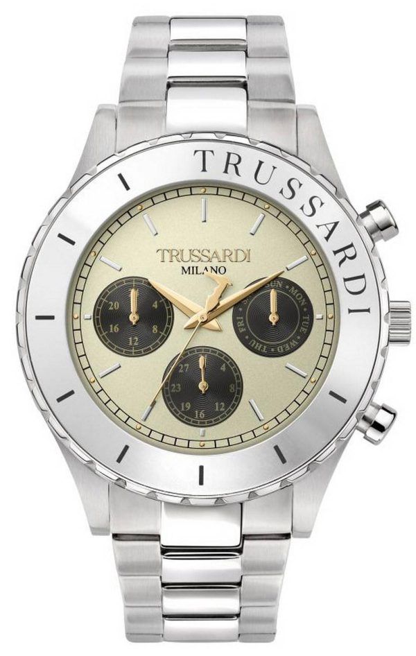 Trussardi T-Logo beige kellotaulu ruostumattomasta teräksestä kvartsi R2453143005 miesten kello