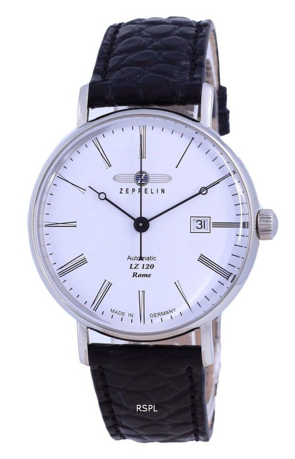 Zeppelin LZ120 Rooman valkoinen kellotaulu nahka automaattinen 7154-4 71544 miesten kello