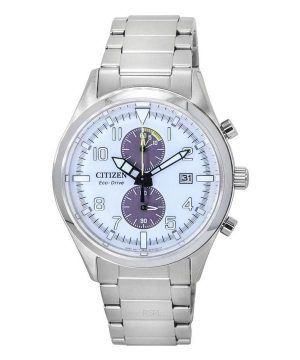 Citizen Classic Eco-Drive Chronograph ruostumattomasta teräksestä valmistettu valkoinen kellotaulu CA7028-81A 100M miesten kello