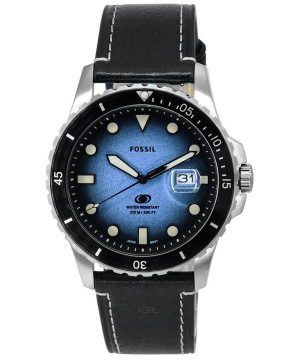 Fossiilinen sininen kellotaulu musta LiteHide nahkaranneke kvartsi FS5960 100M miesten kello