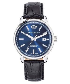 Philip Watch Kent Collection vuosipäivän nahkahihna, sininen kellotaulu kvartsi R8251178013 100M miesten kello