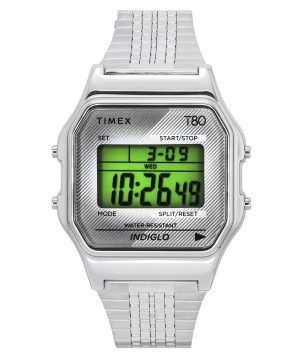 Timex T80 digitaalinen ruostumattomasta teräksestä valmistettu rannekoru kvartsi TW2R79300 unisex kello