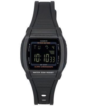 Casio digitaalinen urheiluhartsihihna, musta kellotaulu kvartsi W-201-1B miesten kello