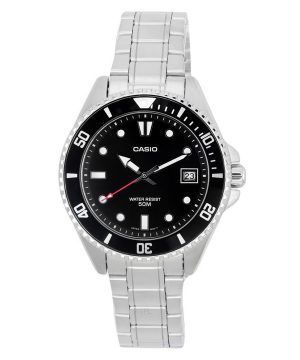 Casio Standard Analoginen ruostumattomasta teräksestä valmistettu musta kellotaulu kvartsi MDV-10D-1A1 miesten kello